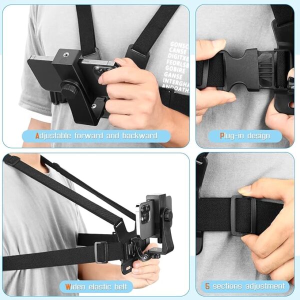 Soporte de arnés de pecho para teléfono móvil para VLOG/POV